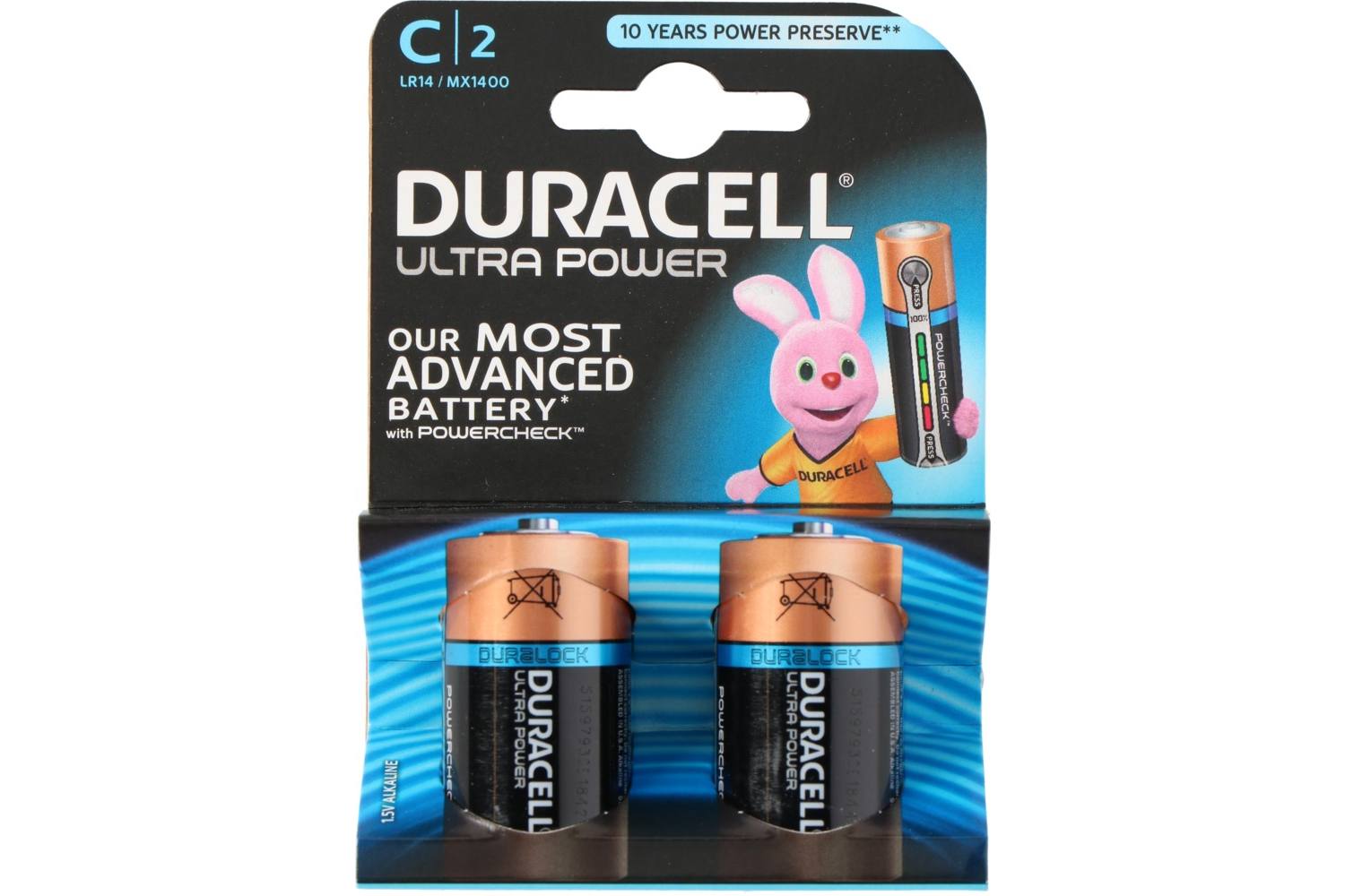 Batterij, Duracell Ultra Power, C, 2 stuks, LR14 / MX1400 2