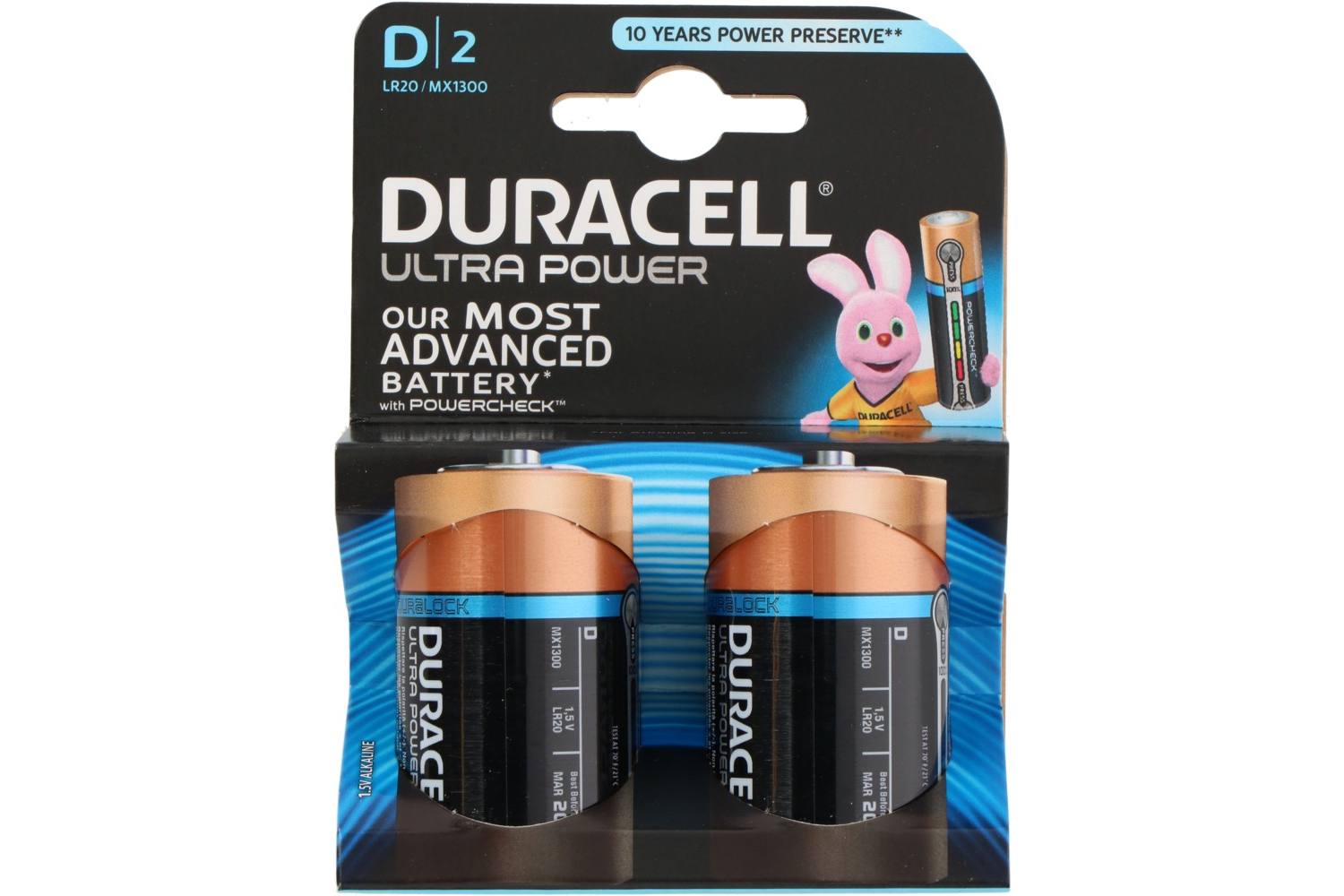 Batterij, Duracell Ultra Power, D, 2 stuks, LR20 / MX1300 2