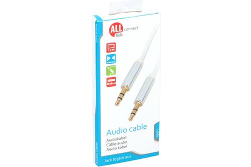 Audiokabel, ALLRIDE Connect, 3,5mm, 120cm, wit, nylon 1