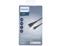 Sync- en oplaadkabel, Philips, USB A tot lightning, zwart, 200cm 1